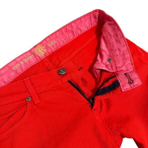 Rich & Skinny Sleek Red Orange Straight Leg Stretchy Jeans Y2K | Size 25 - Picture 5 of 7